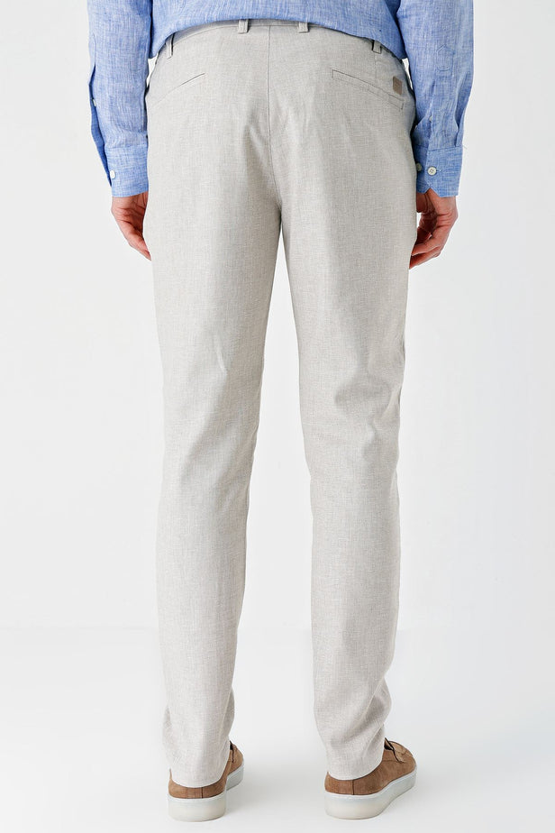 Linen Blend Elasticated Side Pocket Casual Comfort Fit Jogger Trousers 1003240159