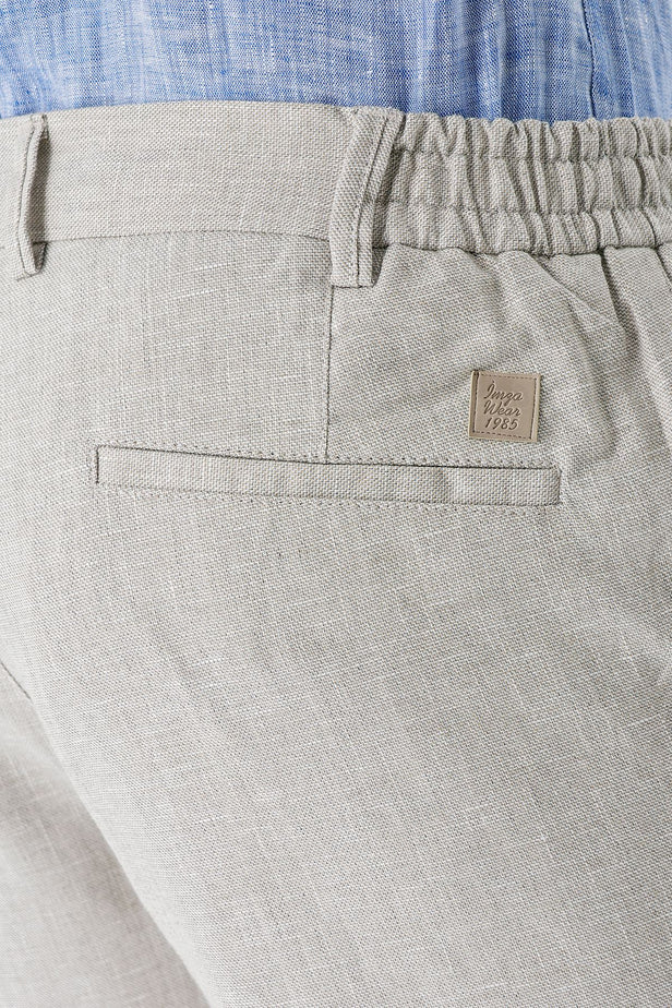 Linen Blend Elasticated Side Pocket Casual Comfort Fit Jogger Trousers 1003240159