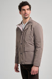 Dark Beige Stand Collar Side Pocket Padded Standard Fit Casual Coat 1007245166