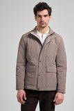 Dark Beige Stand Collar Side Pocket Padded Standard Fit Casual Coat 1007245166