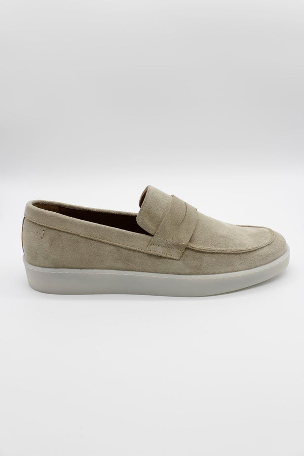 Dark Navy 100% Leather Suede Laceless Casual Shoes 1033240166