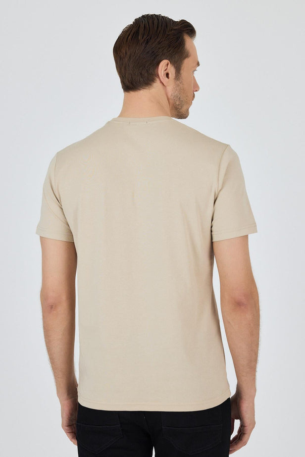 Short Sleeve Plain Crew Neck Pocketless Slim Fit Cotton T-Shirt 1011250158