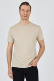 Short Sleeve Plain Crew Neck Pocketless Slim Fit Cotton T-Shirt 1011250158