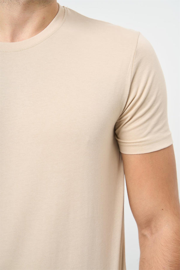 Short Sleeve Plain Crew Neck Slim Fit Cotton T-Shirt 1011240185