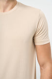Short Sleeve Plain Crew Neck Slim Fit Cotton T-Shirt 1011240185