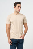 Short Sleeve Plain Crew Neck Slim Fit Cotton T-Shirt 1011240185