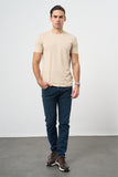Short Sleeve Plain Crew Neck Slim Fit Cotton T-Shirt 1011240185