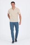Short Sleeve Plain Supreme Polo Collar Pocketless Cotton Casual Slim Fit T-Shirt 1011250162