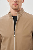 Faux Leather Stand Collar Full-Lined Slim Fit Casual Jacket 1038245152