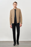 Faux Leather Stand Collar Full-Lined Slim Fit Casual Jacket 1038245152