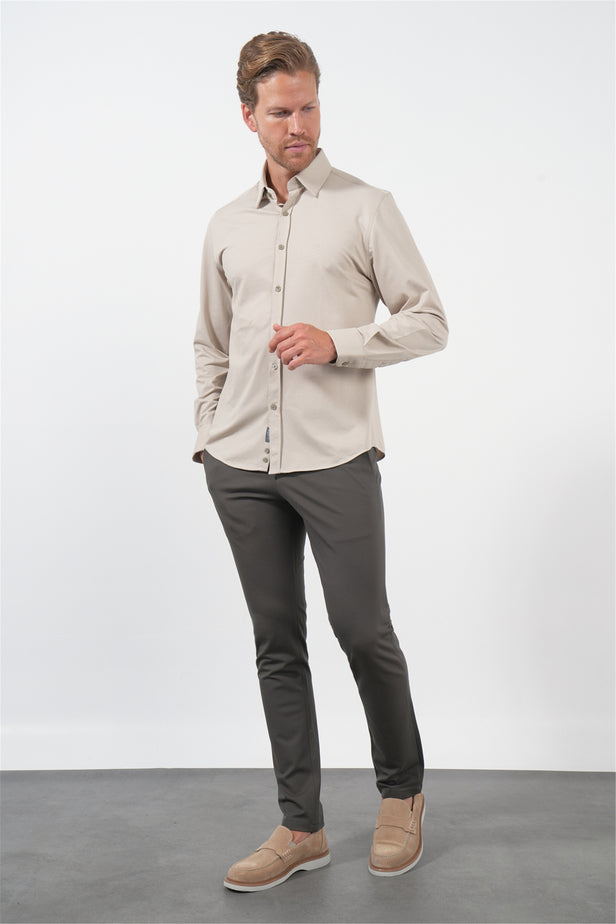 IMZA Men's Tulum Collar Knitted Slim Fit Classic Shirt – 1004260208