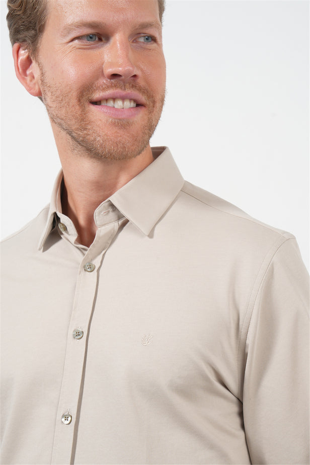 IMZA Men's Tulum Collar Knitted Slim Fit Classic Shirt – 1004260208