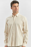 Long Sleeve Embossed Trimmed 100% Cotton Casual Slim Fit Shirt 1004240247