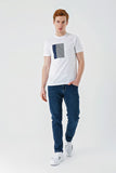 White Short Sleeve Printed Crew Neck Pocket Slim Fit Cotton T-Shirt 1011240179
