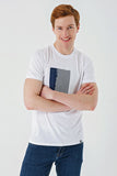White Short Sleeve Printed Crew Neck Pocket Slim Fit Cotton T-Shirt 1011240179