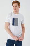 White Short Sleeve Printed Crew Neck Pocket Slim Fit Cotton T-Shirt 1011240179