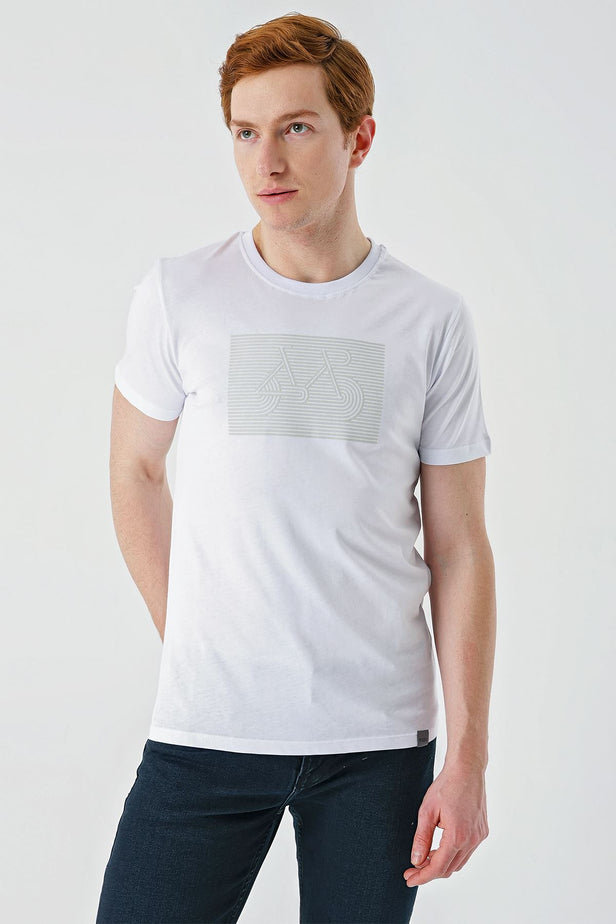 Short Sleeve Printed Crew Neck Pocket Slim Fit Cotton T-Shirt 1011240181