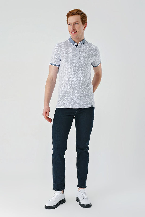 IMZA Men's Printed Oxford Slim Fit Casual Polo T-Shirt – 1011240177