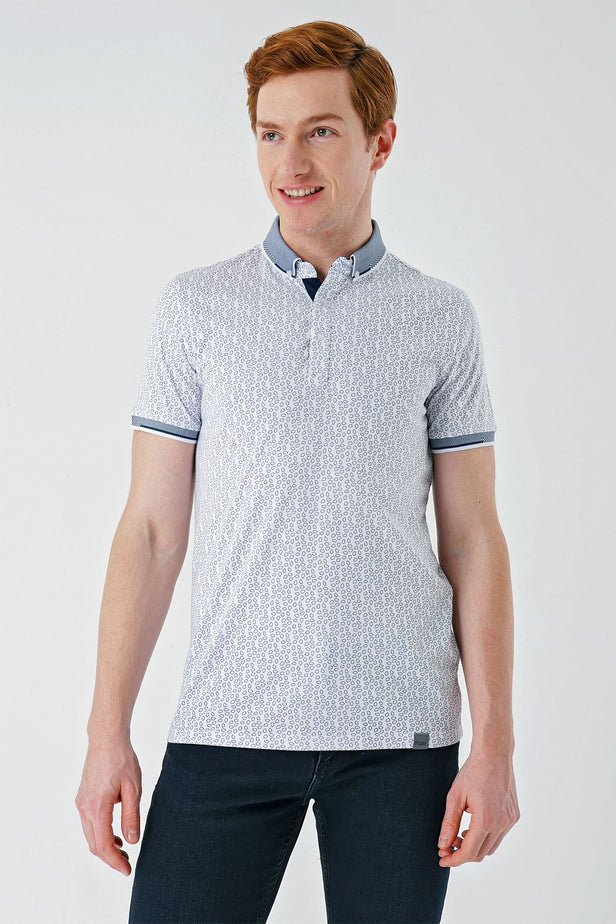 IMZA Men's Printed Oxford Slim Fit Casual Polo T-Shirt – 1011240177
