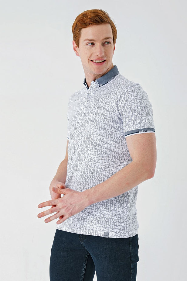 IMZA Men's Printed Oxford Slim Fit Casual Polo T-Shirt – 1011240177
