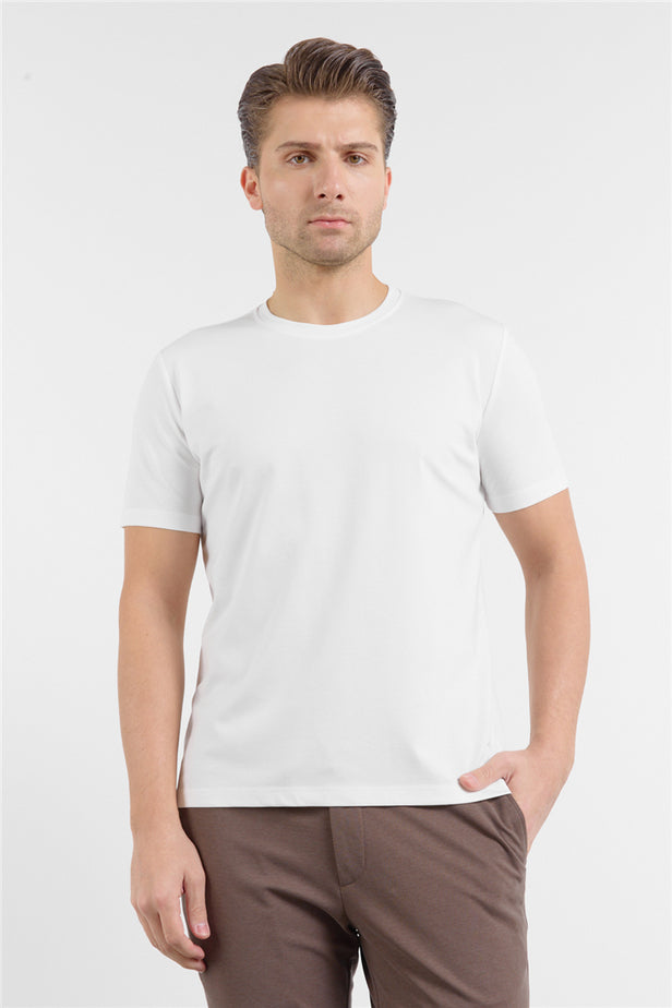 Short Sleeve Crew Neck Pocketless Standard Fit Knit T-Shirt 1011260151