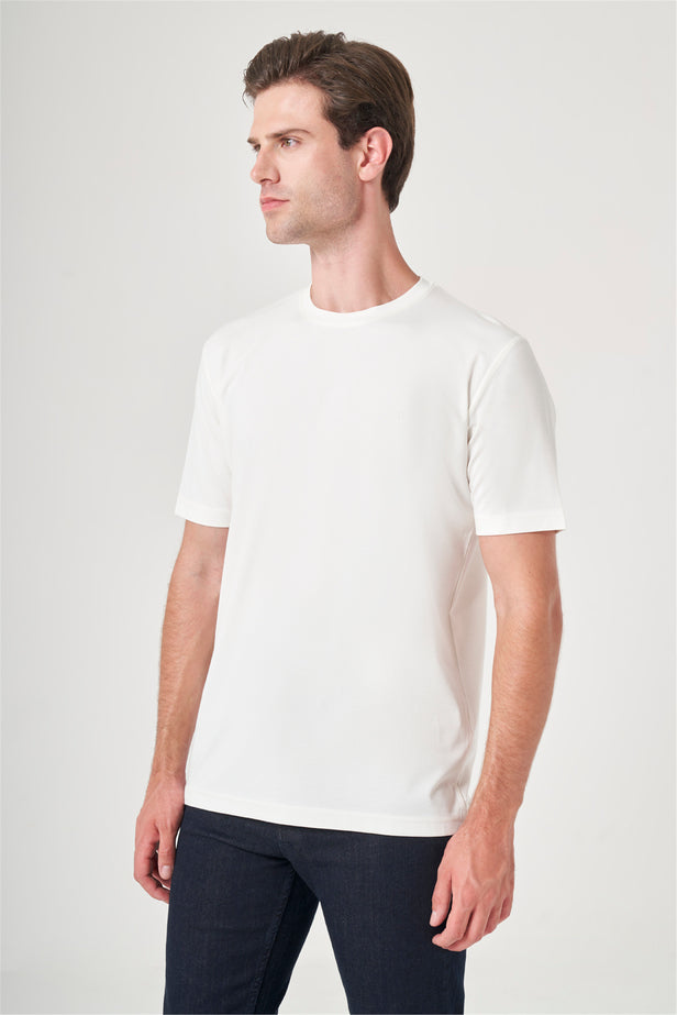 IMZA Men's Crew Neck Knitted Standard Fit Stretch T-Shirt – 1011260267