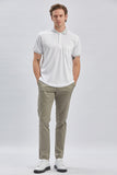 White Short Sleeve Self Patterned Oxford Polo Collar Pocket Comfort Fit T-Shirt 1011240171