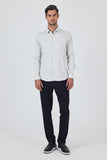 Lilac White Convertible Sleeve Smart Collar Pocketless Slim Fit Shirt 1004250229