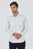 Lilac White Convertible Sleeve Smart Collar Pocketless Slim Fit Shirt 1004250229