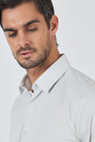 Lilac White Convertible Sleeve Smart Collar Pocketless Slim Fit Shirt 1004250229