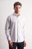Half Italian Collar Striped Pattern Long Sleeve Premium Slim Fit 100% Cotton Shirt 1004255191