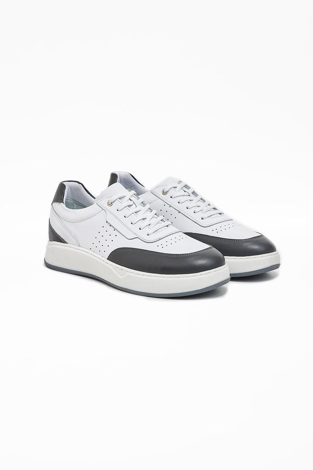 White 100% Leather Antique Lace-Up Casual Shoes 1033240155
