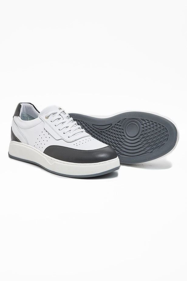 White 100% Leather Antique Lace-Up Casual Shoes 1033240155