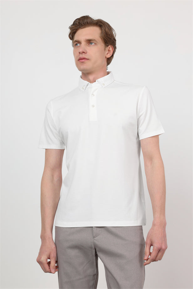 Short Sleeve Italian Collar Pocketless Standard Fit T-Shirt 1011260150