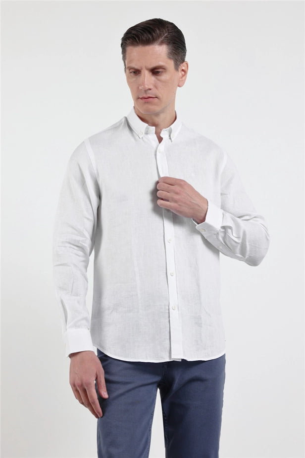 IMZA Men's 100% Linen Button-Down Slim Fit Shirt – 1004260161