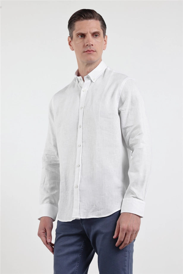 IMZA Men's 100% Linen Button-Down Slim Fit Shirt – 1004260161