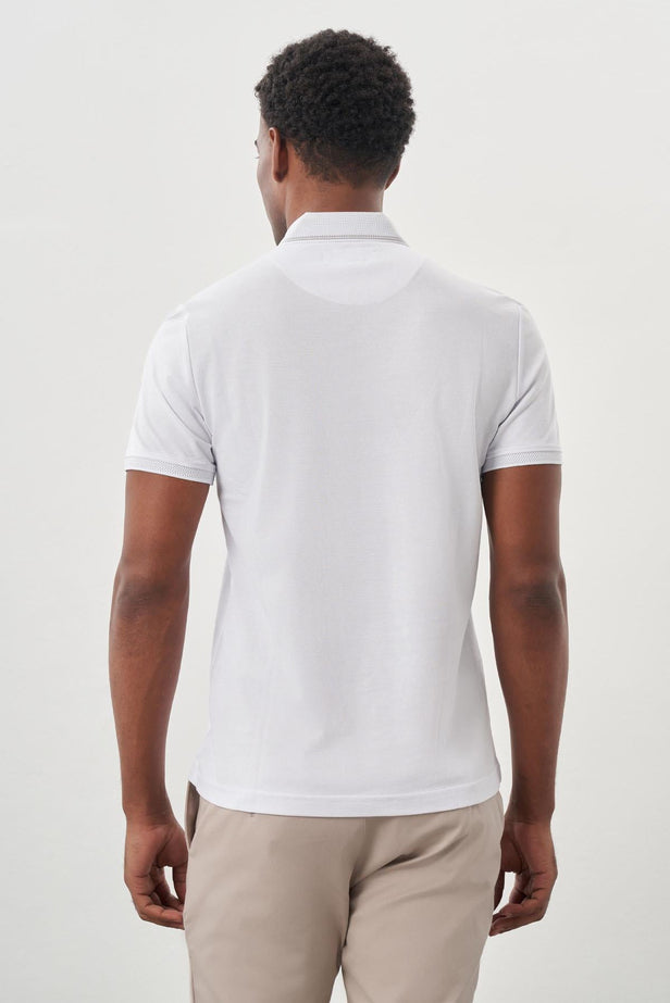 Short Sleeve Plain Pique Polo Collar Pocketless Slim Fit Cotton T-Shirt 1011245900