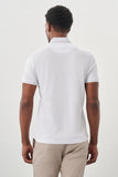 Short Sleeve Plain Pique Polo Collar Pocketless Slim Fit Cotton T-Shirt 1011245900