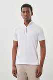 Short Sleeve Plain Pique Polo Collar Pocketless Slim Fit Cotton T-Shirt 1011245900