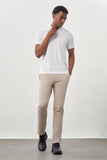 Short Sleeve Plain Pique Polo Collar Pocketless Slim Fit Cotton T-Shirt 1011245900
