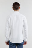 Long Sleeve Hard Collar Pocketless Slim Fit Oxford Shirt 1004255284