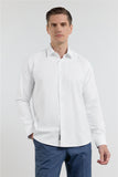 Long Sleeve Hard Collar Pocketless Slim Fit Oxford Shirt 1004255284