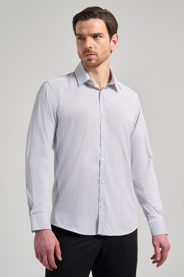 IMZA Men's Striped Semi-Italian Collar Slim Fit Classic Shirt – 1004245218