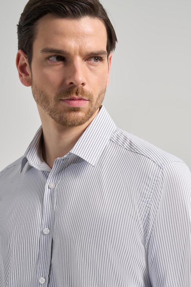 IMZA Men's Striped Semi-Italian Collar Slim Fit Classic Shirt – 1004245218