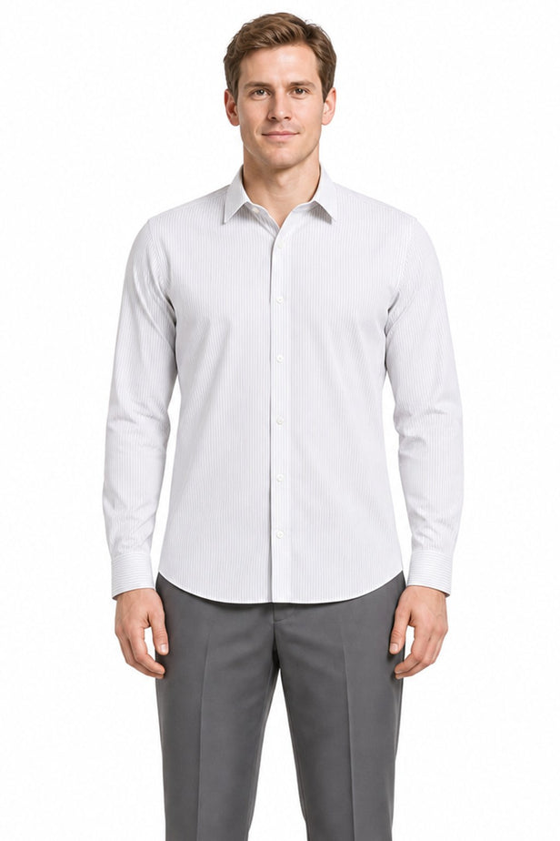IMZA Men's Striped Semi-Italian Collar Slim Fit Classic Shirt – 1004245218