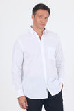 Long Sleeve Plain Armure Oval Collar Casual Comfort Fit Shirt 1004250249