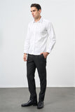 White Long Sleeve Plain Weave Hard Collar Slim Fit Shirt 1004245324