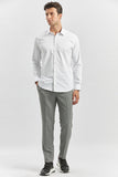 Long Sleeve Plain Weave Stiff Collar Classic Slim Fit Shirt 1004240334