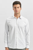 Long Sleeve Plain Weave Stiff Collar Classic Slim Fit Shirt 1004240334