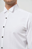 White Long Sleeve Self-Patterned Armured Ata Collar Pocketless Cotton Ceremony Slim Fit Shirt 1004240331